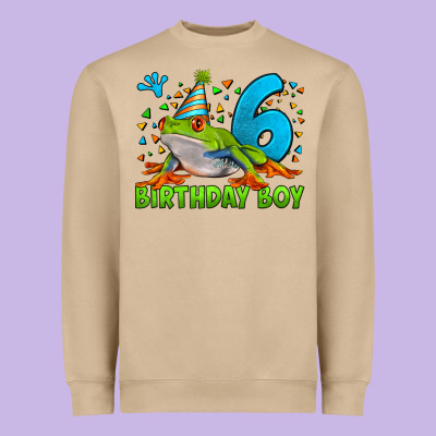 Birthday Boy Frog Age 6 Heavyweight Sweatshirt Designed By Lillyallendesigns
