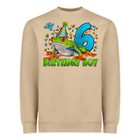 Mushroom birthday boy frog age 6 Heavyweight Sweatshirt - LillyAllenDesigns