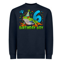 Navy birthday boy frog age 6 Heavyweight Sweatshirt - LillyAllenDesigns