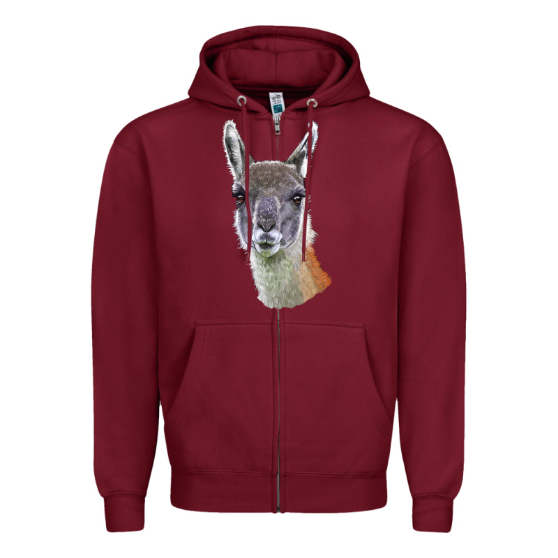 Guanaco Llama Head Zipper Hoodie by LillyAllenDesigns | Teevron