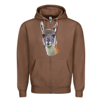 Chestnut Guanaco Llama Head Zipper Hoodie - LillyAllenDesigns