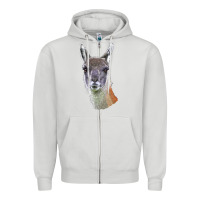 Dove Grey Guanaco Llama Head Zipper Hoodie - LillyAllenDesigns