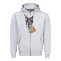 Heather Grey Guanaco Llama Head Zipper Hoodie - LillyAllenDesigns