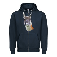 Navy Guanaco Llama Head Zipper Hoodie - LillyAllenDesigns