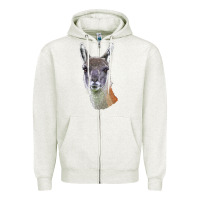 Oatmeal Heather Guanaco Llama Head Zipper Hoodie - LillyAllenDesigns