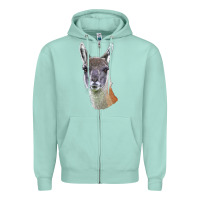 Seafoam Guanaco Llama Head Zipper Hoodie - LillyAllenDesigns