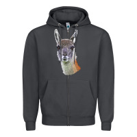 Smoke Guanaco Llama Head Zipper Hoodie - LillyAllenDesigns