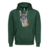 Sports Green Guanaco Llama Head Zipper Hoodie - LillyAllenDesigns