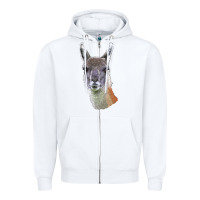 White Guanaco Llama Head Zipper Hoodie - LillyAllenDesigns