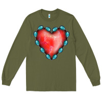 Army Green Gemstone Red Heart Long Sleeve Tee - Jasminsmagicworld