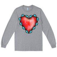 Heather Grey Gemstone Red Heart Long Sleeve Tee - Jasminsmagicworld