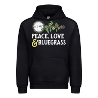 Black peace , love & bluegrass   banjo nature vines illu Urban Hoodie - DesignPulse