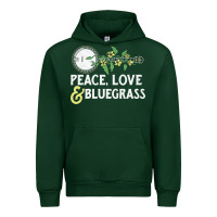 Forest Green peace , love & bluegrass   banjo nature vines illu Urban Hoodie - DesignPulse
