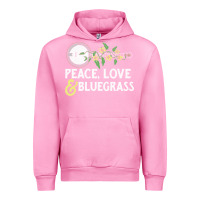 Fuchsia Pink peace , love & bluegrass   banjo nature vines illu Urban Hoodie - DesignPulse