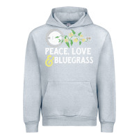 Heather Grey peace , love & bluegrass   banjo nature vines illu Urban Hoodie - DesignPulse