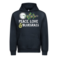 Navy peace , love & bluegrass   banjo nature vines illu Urban Hoodie - DesignPulse