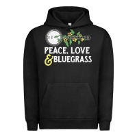 Pigment Black peace , love & bluegrass   banjo nature vines illu Urban Hoodie - DesignPulse