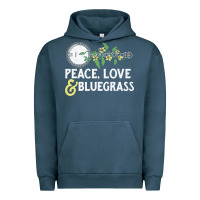 Pigment Midnight Navy peace , love & bluegrass   banjo nature vines illu Urban Hoodie - DesignPulse