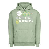 Pigment Oil Green peace , love & bluegrass   banjo nature vines illu Urban Hoodie - DesignPulse