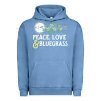 Pigment Pebble Blue peace , love & bluegrass   banjo nature vines illu Urban Hoodie - DesignPulse