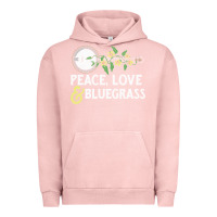 Pigment Salmon peace , love & bluegrass   banjo nature vines illu Urban Hoodie - DesignPulse