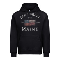 Black Bar Harbor Maine USA American Flag Established ME Vintage Urban Hoodie - PixelWave
