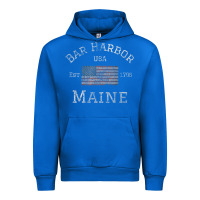 Cobalt Bar Harbor Maine USA American Flag Established ME Vintage Urban Hoodie - PixelWave