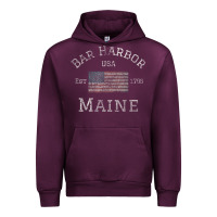 Mauve Wine Bar Harbor Maine USA American Flag Established ME Vintage Urban Hoodie - PixelWave