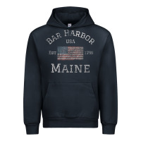 Navy Bar Harbor Maine USA American Flag Established ME Vintage Urban Hoodie - PixelWave