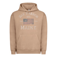 Pigment Burro Bar Harbor Maine USA American Flag Established ME Vintage Urban Hoodie - PixelWave