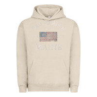 Pigment French Oak Bar Harbor Maine USA American Flag Established ME Vintage Urban Hoodie - PixelWave