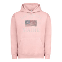 Pigment Salmon Bar Harbor Maine USA American Flag Established ME Vintage Urban Hoodie - PixelWave