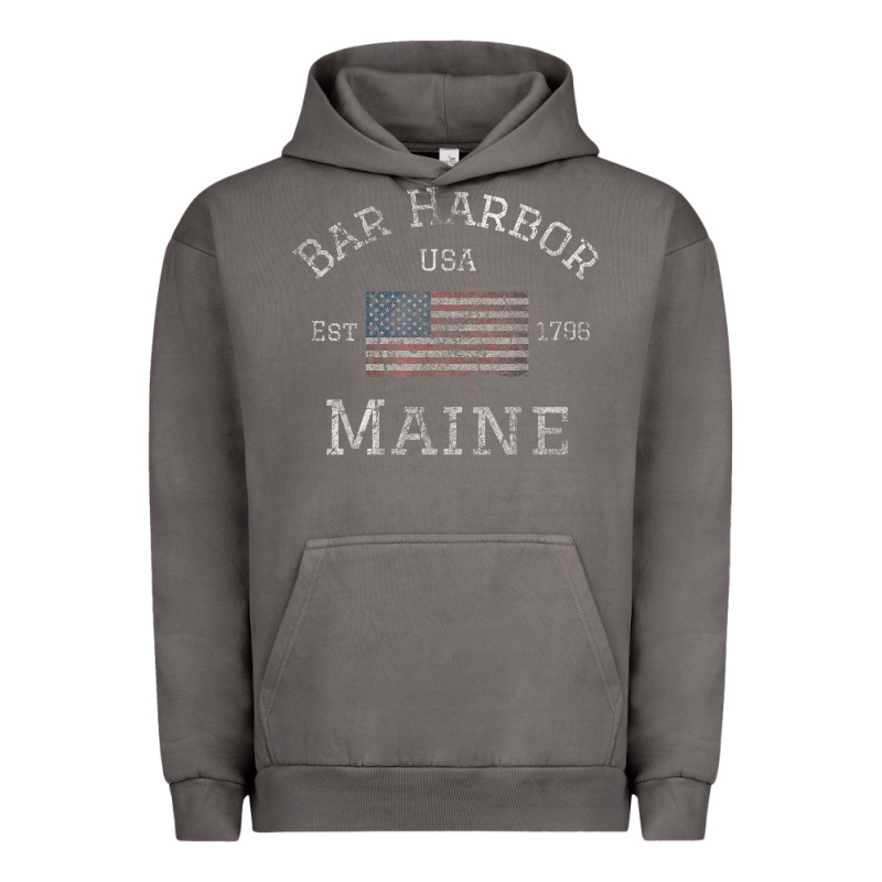Bar Harbor Maine Usa American Flag Established Me Vintage Urban Hoodie by PixelWave | Teevron