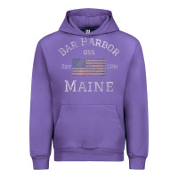 Tulip Bar Harbor Maine USA American Flag Established ME Vintage Urban Hoodie - PixelWave