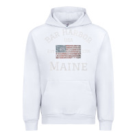 White Bar Harbor Maine USA American Flag Established ME Vintage Urban Hoodie - PixelWave