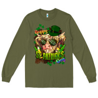 Army Green St. Patrick's Day Cow Long Sleeve Tee - HowdyJamesFarm