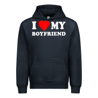 Navy I Love My Boyfriend T-Shirt Urban Hoodie - PixelWave