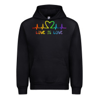 Black LGBT Love Rainbow Heartbeat Urban Hoodie - PixelWave