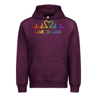 Mauve Wine LGBT Love Rainbow Heartbeat Urban Hoodie - PixelWave