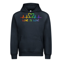 Navy LGBT Love Rainbow Heartbeat Urban Hoodie - PixelWave