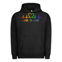 Pigment Black LGBT Love Rainbow Heartbeat Urban Hoodie - PixelWave