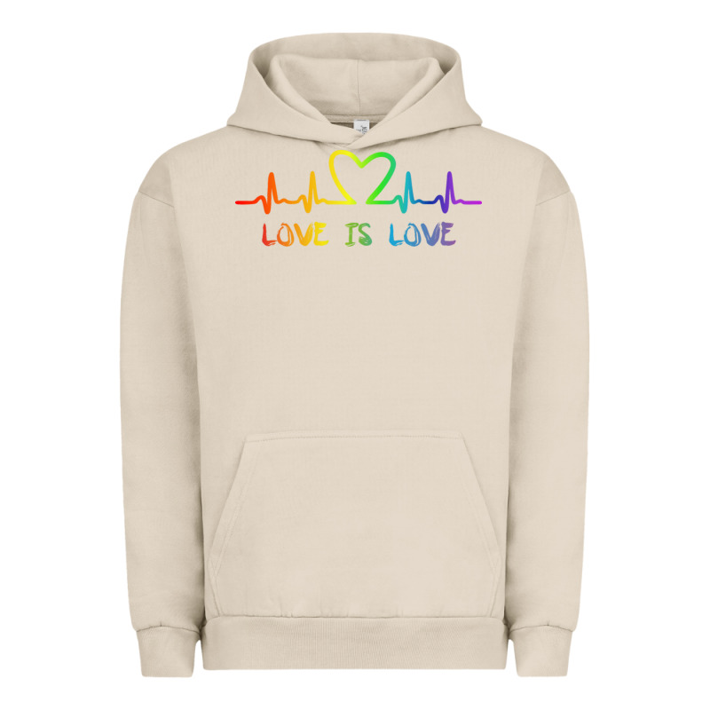 Lgbt Love Rainbow Heartbeat Urban Hoodie by PixelWave | Teevron