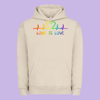 Lgbt Love Rainbow Heartbeat Urban Hoodie Designed By Pixelwave