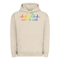 Pigment French Oak LGBT Love Rainbow Heartbeat Urban Hoodie - PixelWave