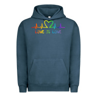 Pigment Midnight Navy LGBT Love Rainbow Heartbeat Urban Hoodie - PixelWave