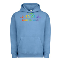 Pigment Pebble Blue LGBT Love Rainbow Heartbeat Urban Hoodie - PixelWave