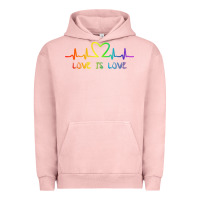 Pigment Salmon LGBT Love Rainbow Heartbeat Urban Hoodie - PixelWave