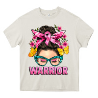 Cream cancer warrior messy bun Heavy Core Tee - BarkalooDesign
