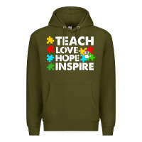 Army Green Teach Love Hope Inspire Premium Hoodie - CowhideDigitalArt