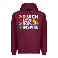 Burgundy Teach Love Hope Inspire Premium Hoodie - CowhideDigitalArt